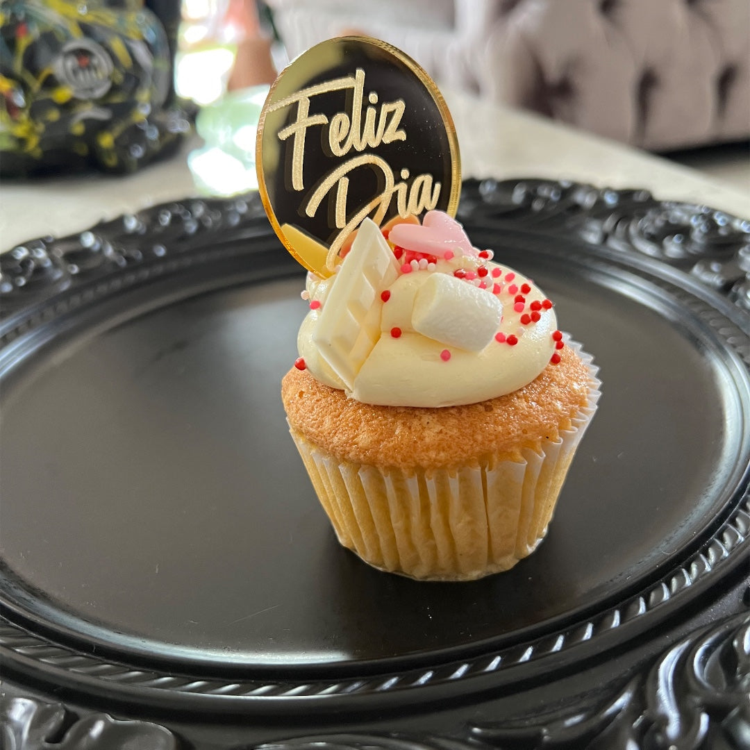 Moneda Acrilico Dorado Espejo Feliz Día x 6