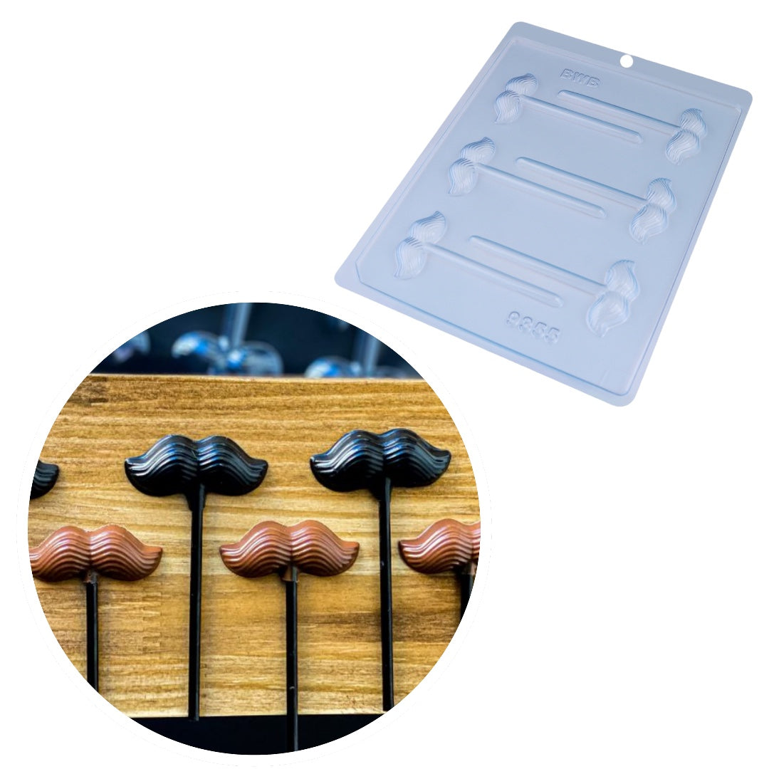 Molde Para Chocolate BWB Pirulito Mostacho Simple X6