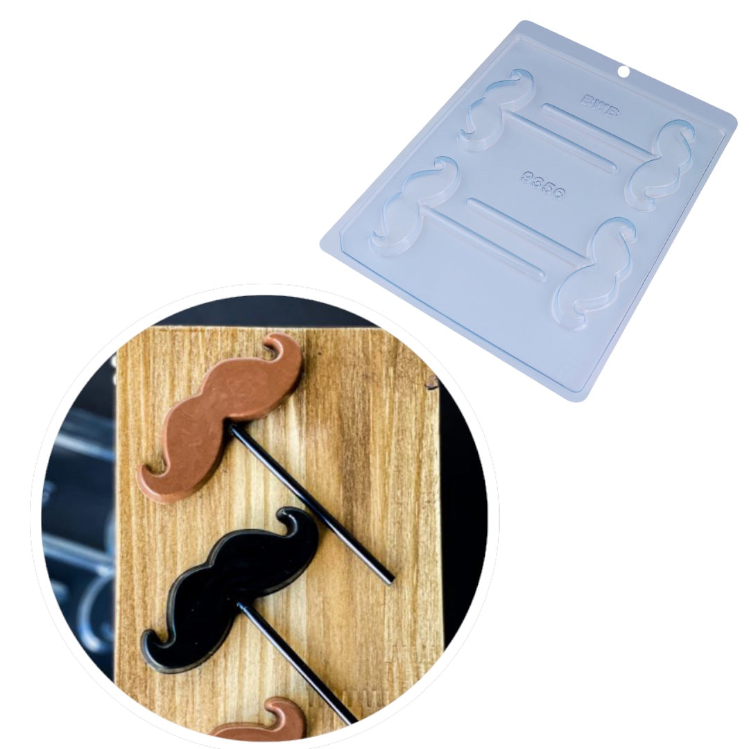Molde Para Chocolate BWB Pirulito Mostacho Simple X4