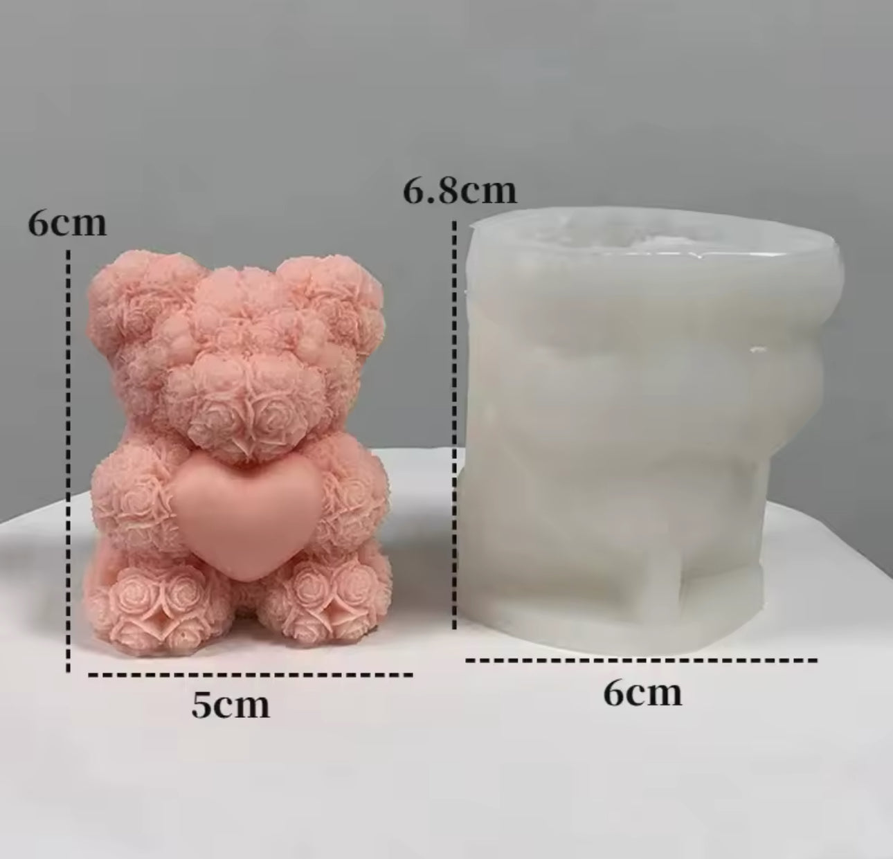 Molde Oso Con Textura De Rosas