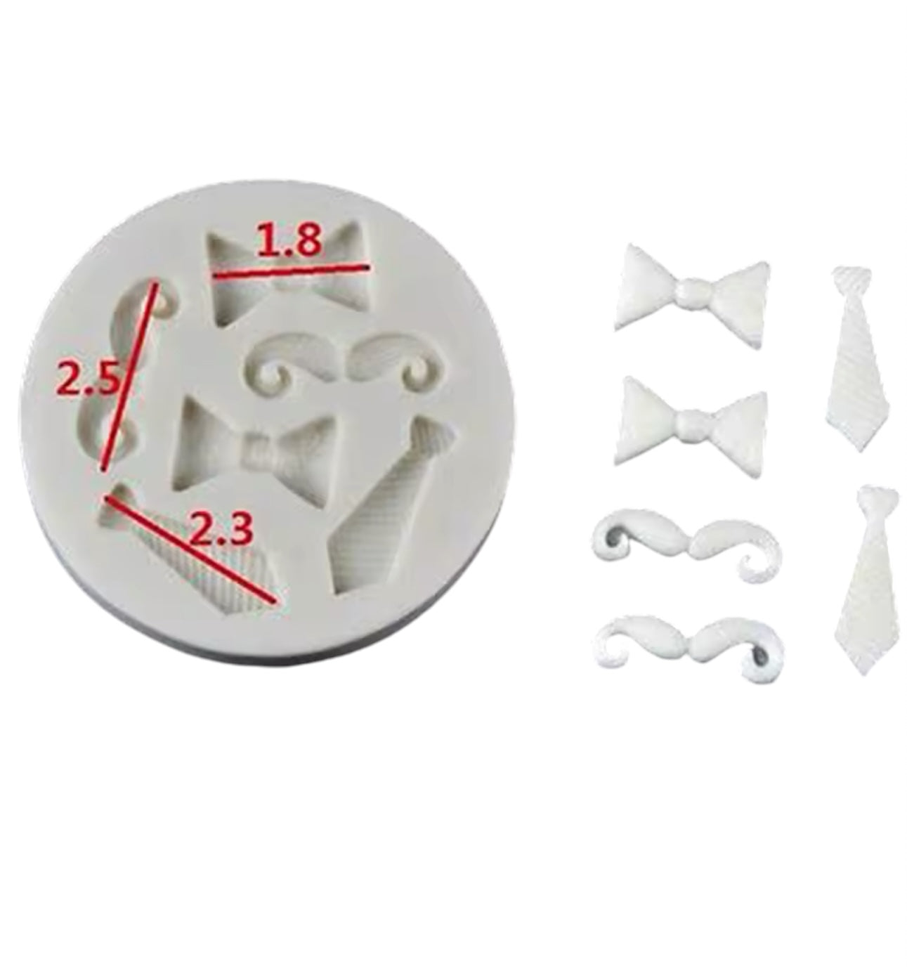 Molde Silicona Mini Bigotes Y Corbatas