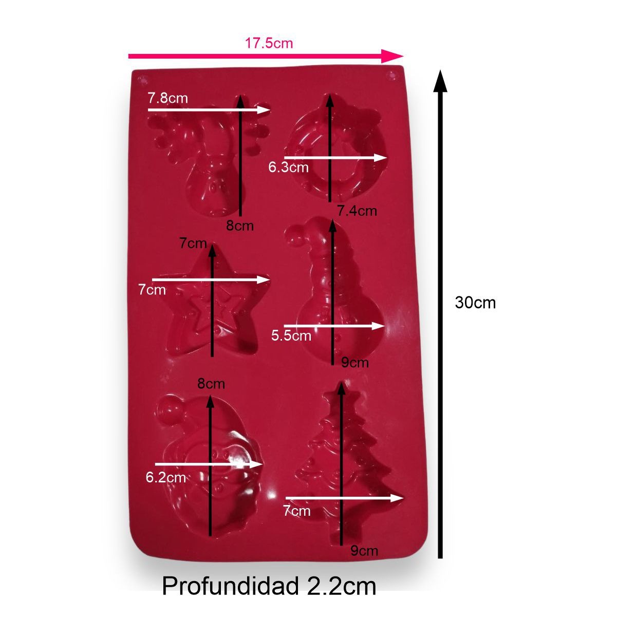Molde Postre Papá Noel Con Corona, Estrella Y Árbol