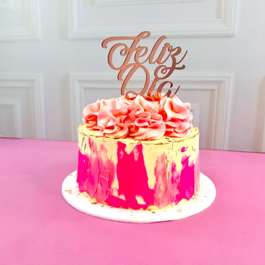Topper Para Mini Cake Feliz Día x 3 Unidades