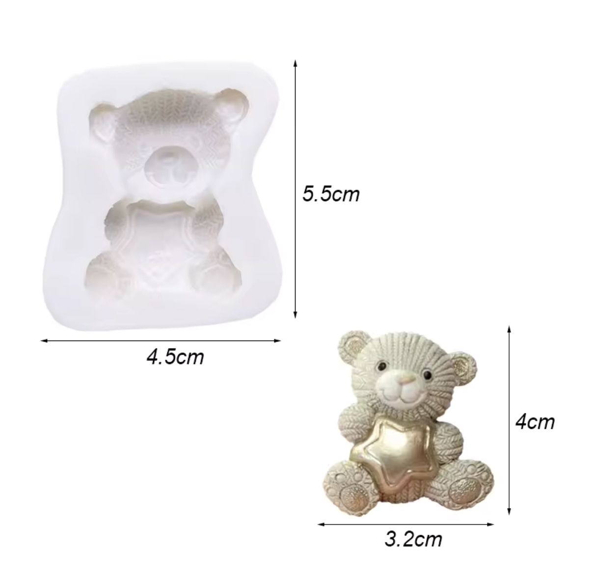 Molde Silicona Oso Baby Shower