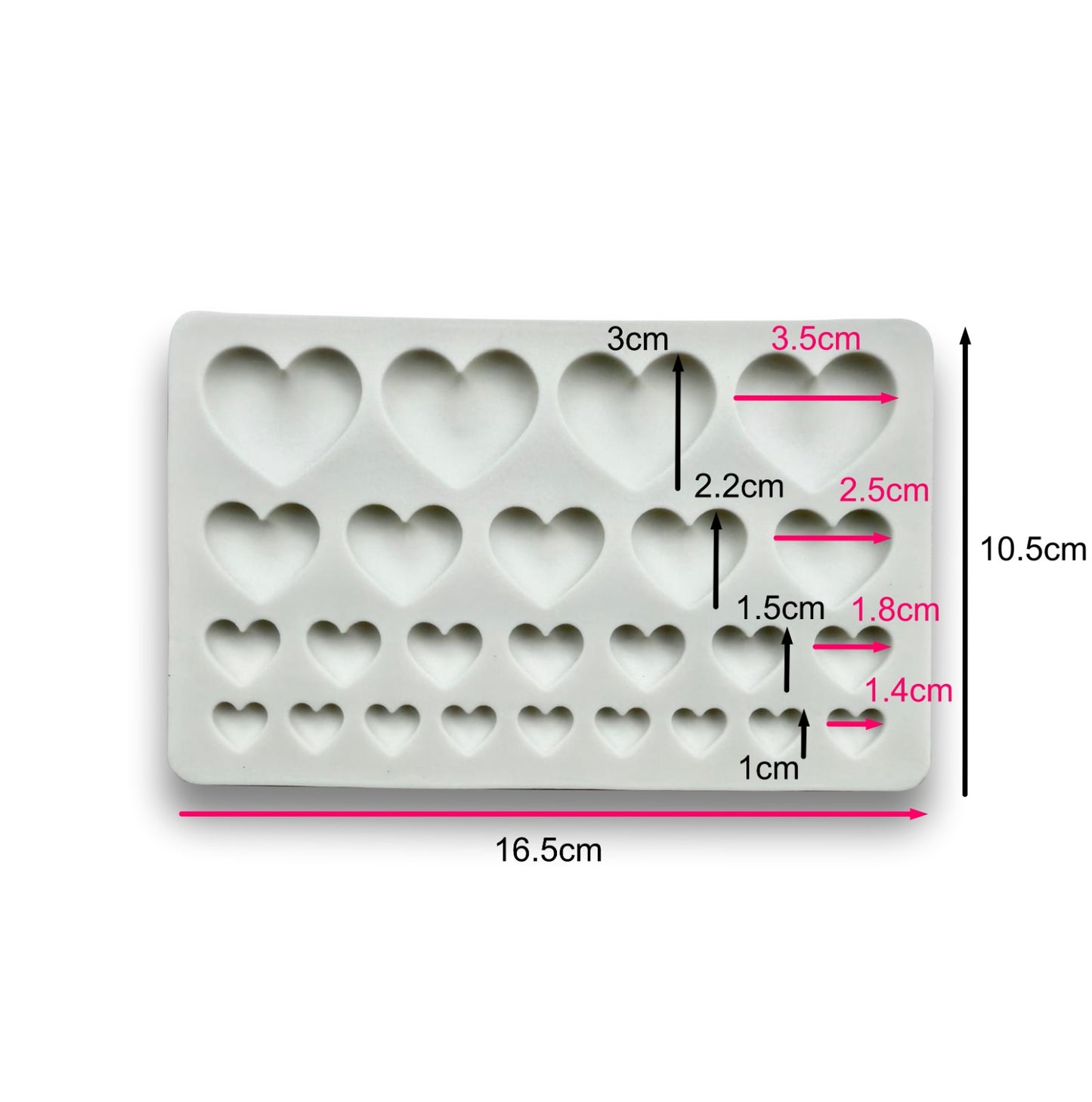 Molde Silicona Placa Corazones x 25