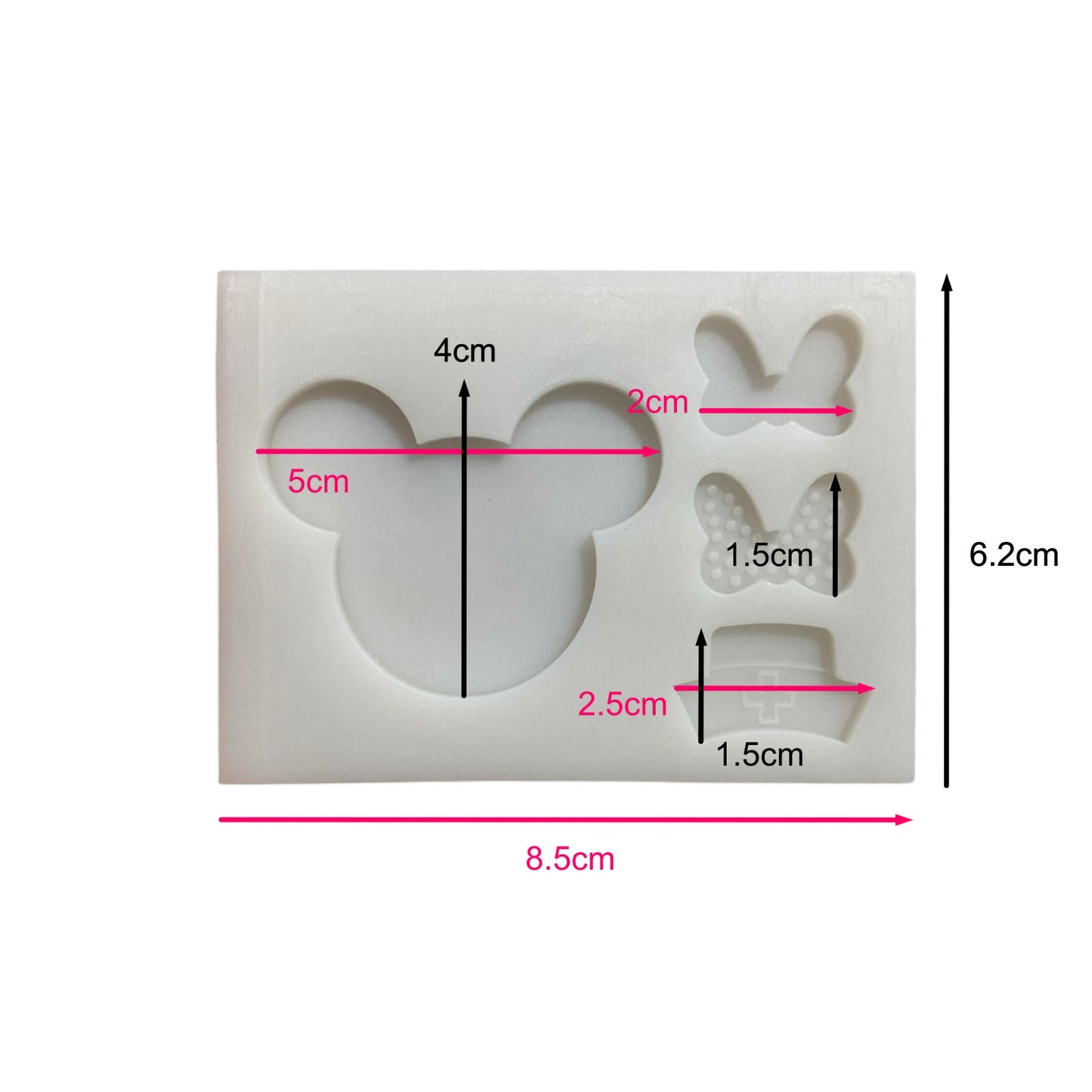 Molde En Silicona Silueta Mickey Y Minie Con Lazo
