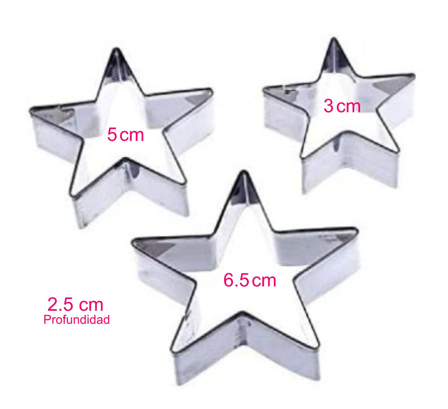 Juego de cortadores Metálicos estrella x 3