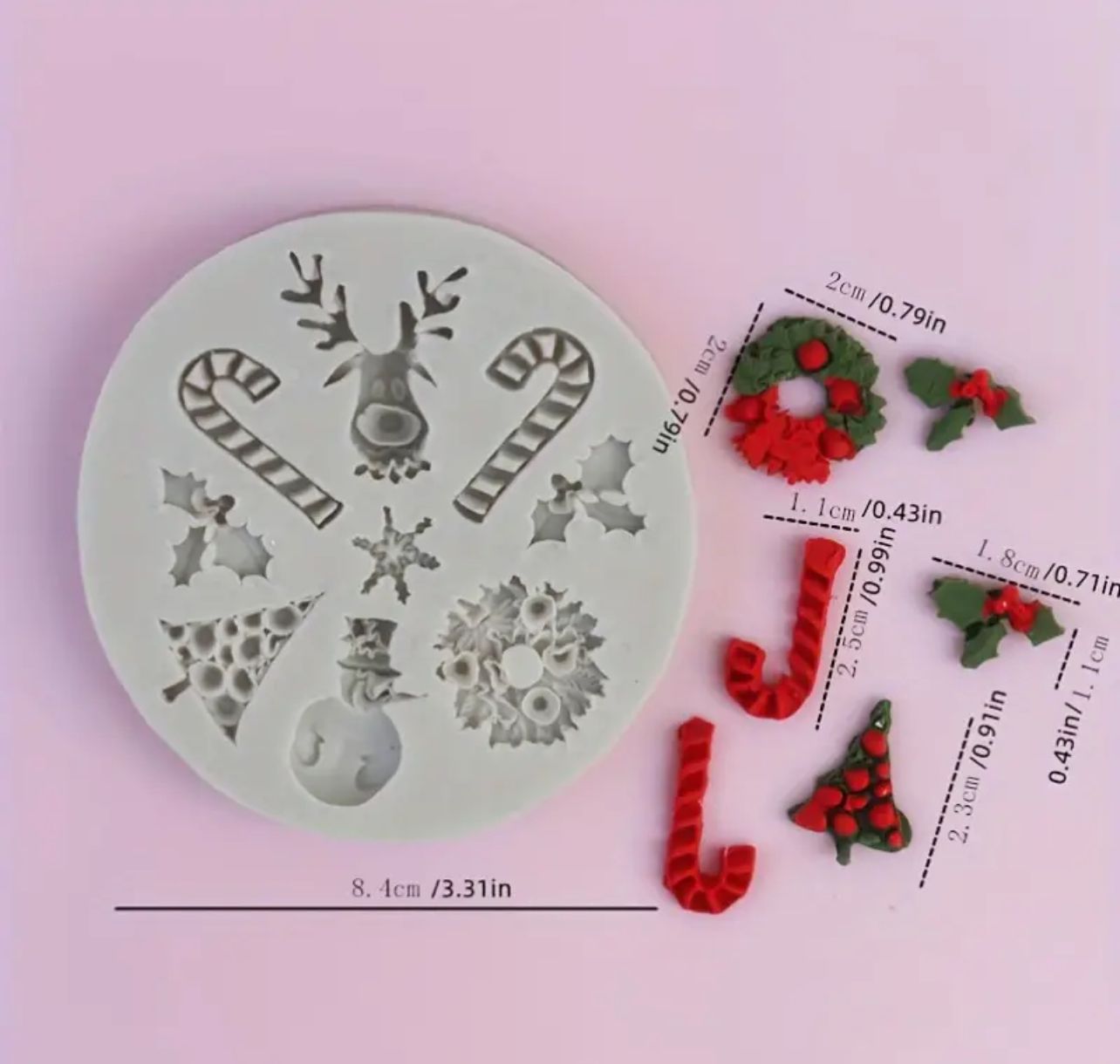 Molde Bastones y Reno Navideño