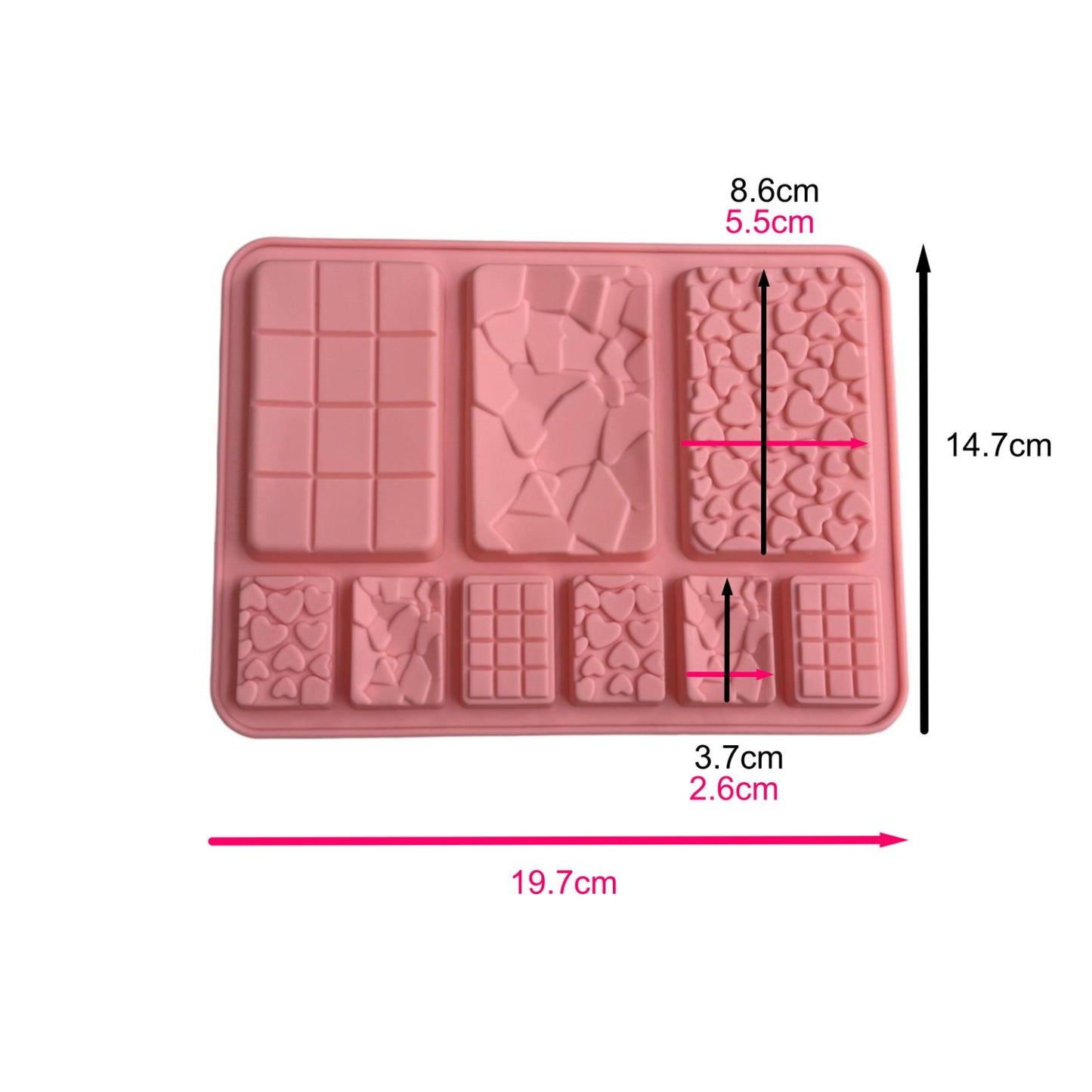 Molde Choco Tarjeta Pequeña Y Mini Chocolatina Surtido Corazones