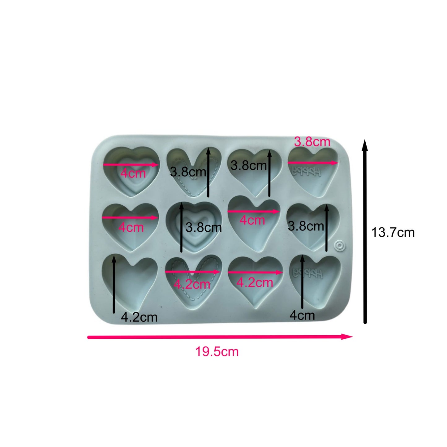 Molde Silicona Corazones Surtidos X 12