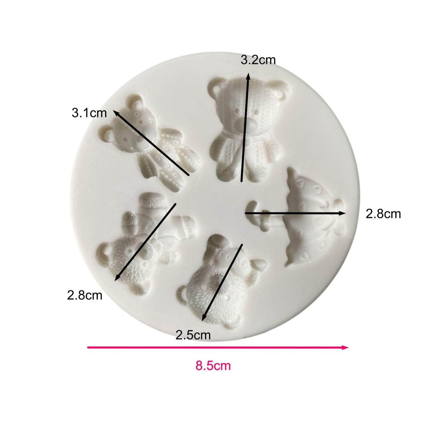 Molde Silicona Osos con Sombrilla