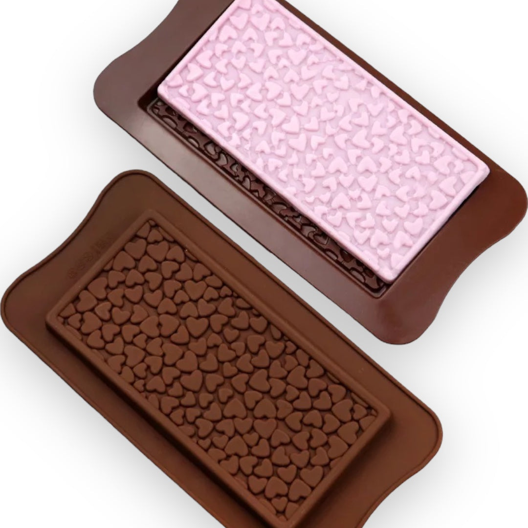 Molde Choco Tarjeta Textura Corazones