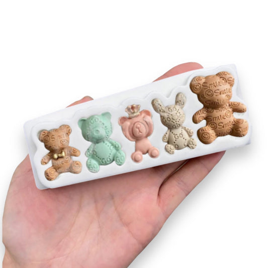 Molde Osos Mini Con Textura x 5