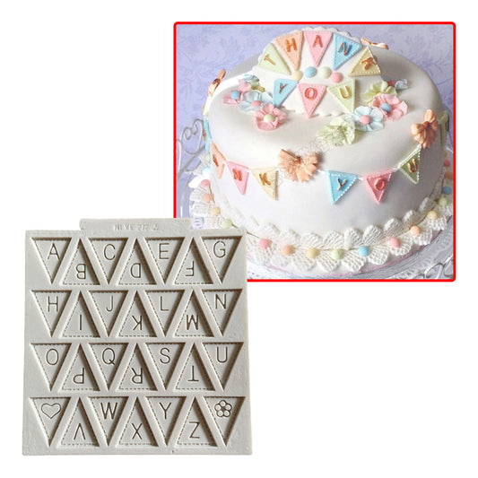 MOLDE SILICONA FONDANT BANDERITAS BEBE