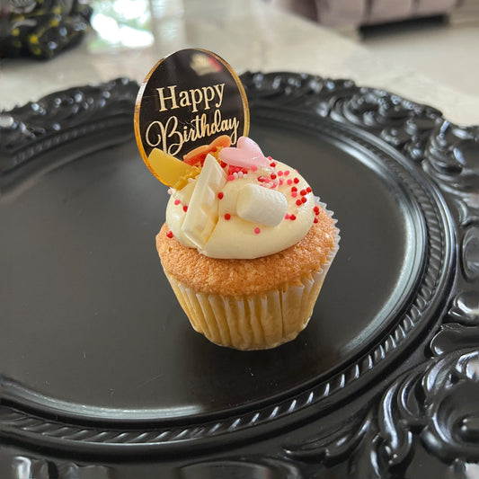 Moneda Acrilico Dorado Happy Birthday x 6