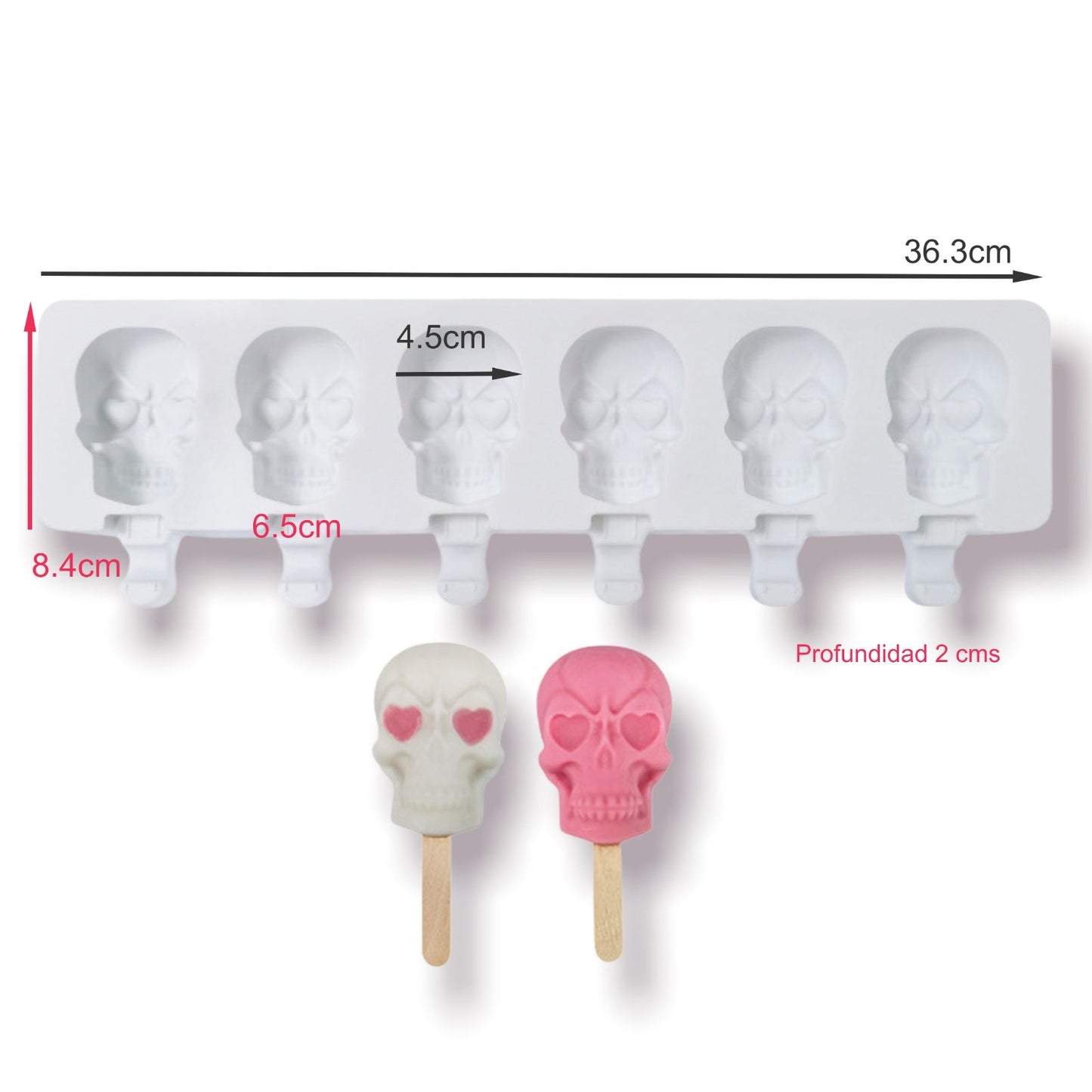 Molde Mini Paleta Calavera x 6