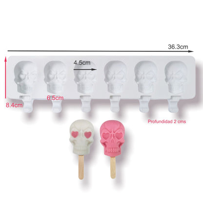 Molde Mini Paleta Calavera x 6