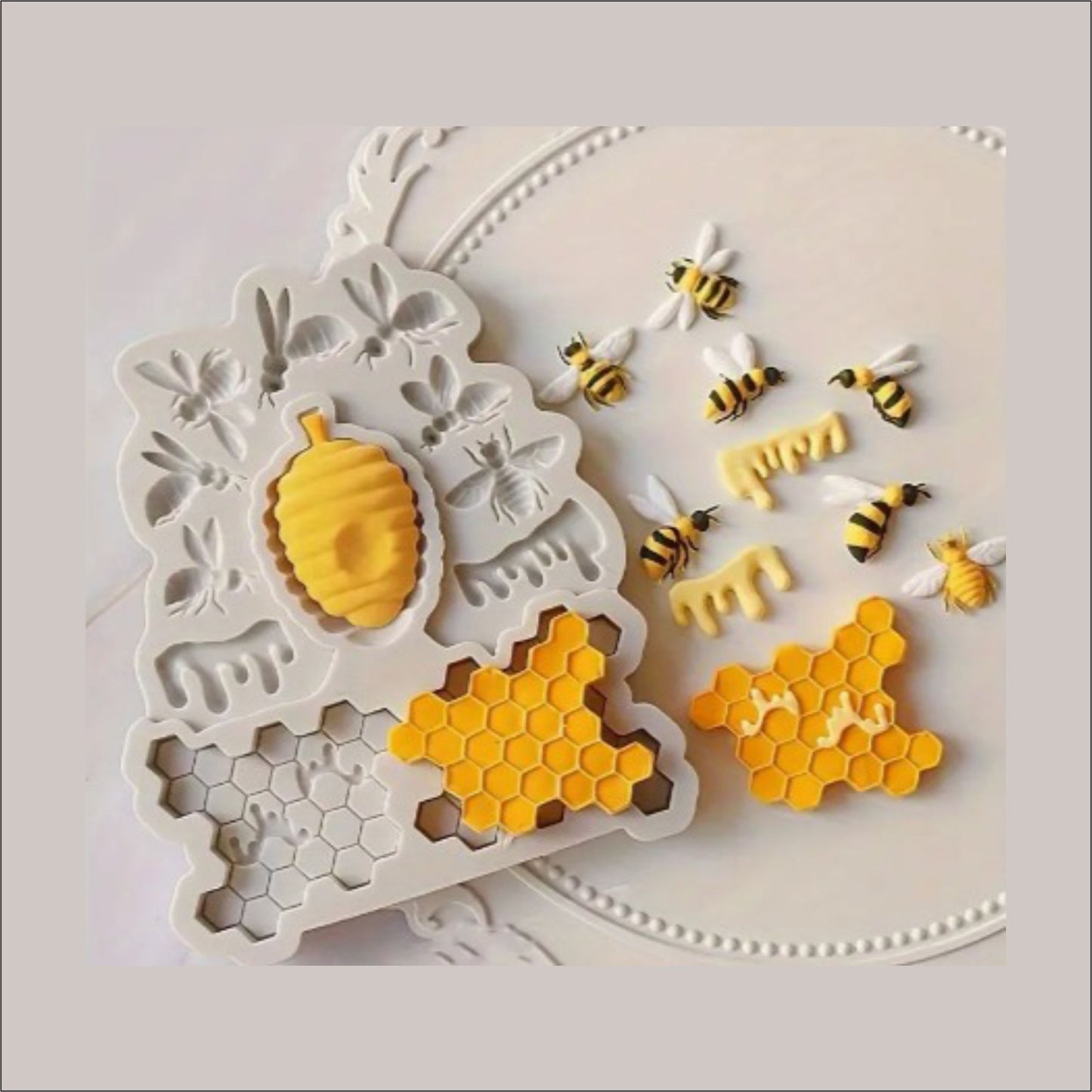 Molde Silicona Colmena y Panal de Abejas