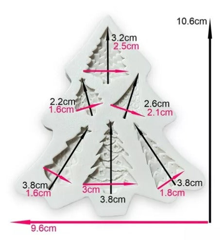 Molde Silicona Mini Pinos de Navidad