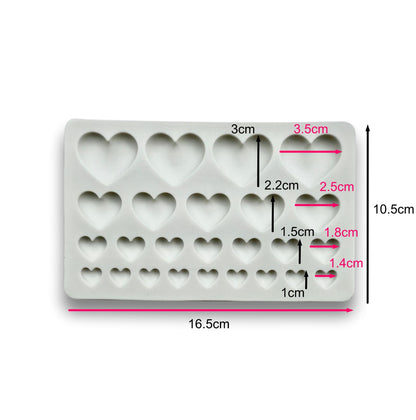 Molde Silicona Placa Corazones x 25