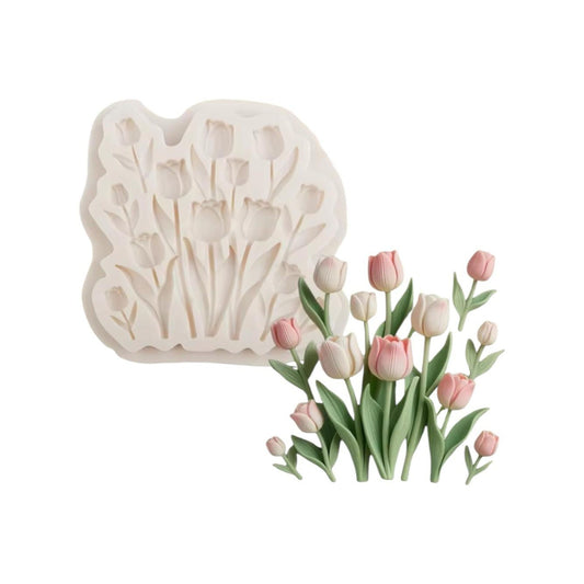 Molde Silicona Jardín de Tulipanes