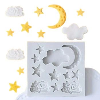 Molde En Silicona Luna, Nubes Y Estrellas