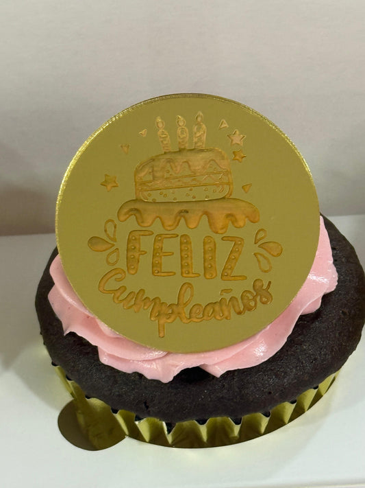 Moneda Acrílico Feliz Cumpleaños X 6 Und