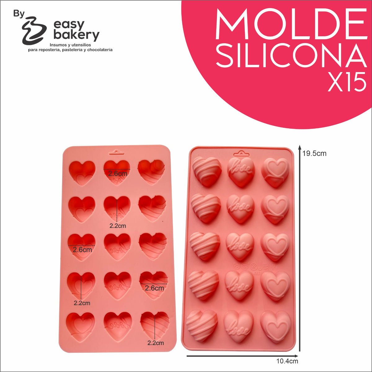 Molde Silicona Corazones Texturizados x 15