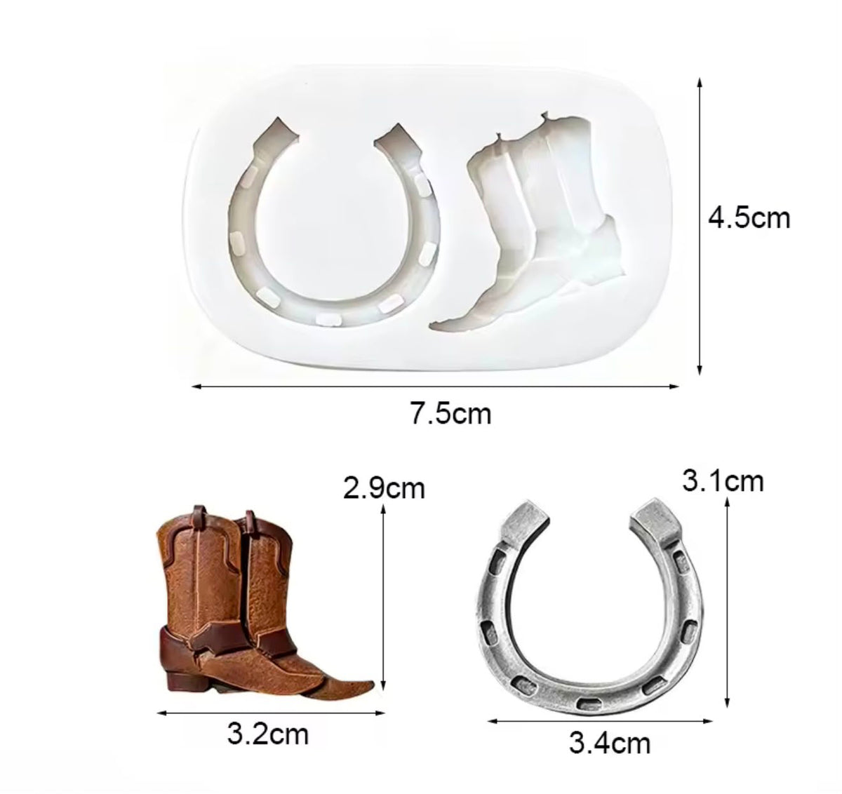 Molde Silicona Botas Y Herradura