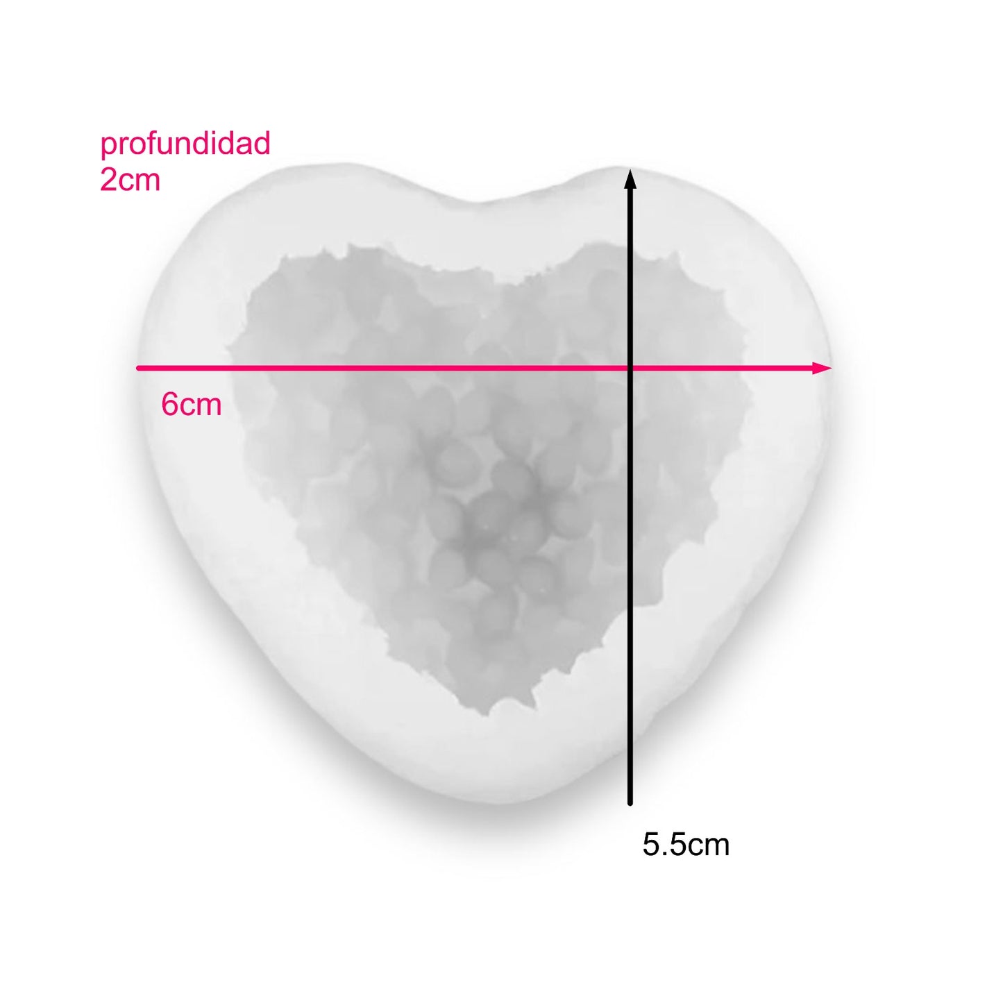 Molde En Silicona Suave Corazón 3D Textura Flores