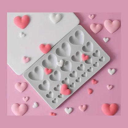 Molde Silicona Placa Corazones x 25