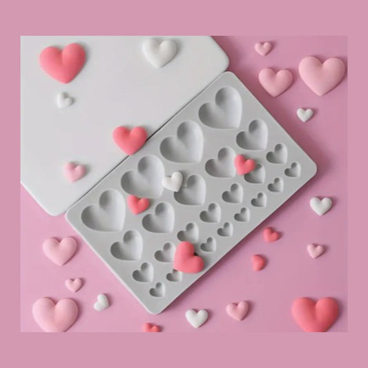 Molde Silicona Placa Corazones x 25