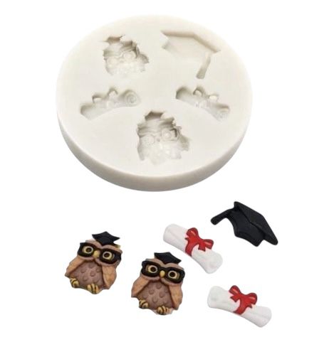 Molde En Silicona Búhos De Graduación