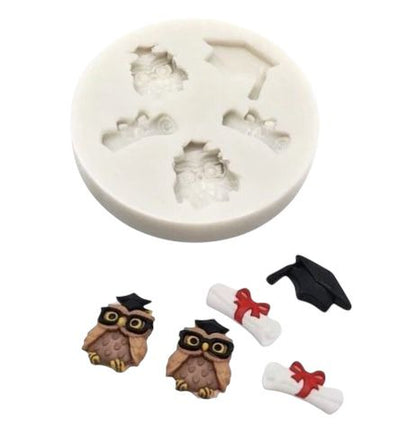 Molde En Silicona Búhos De Graduación
